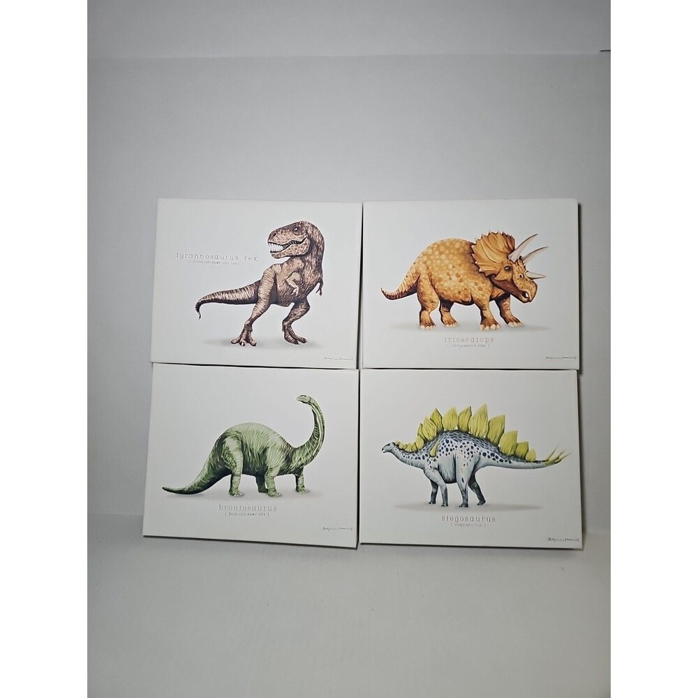 Stupell Educational Dinosaurs Scientific Species 4 Piece Canvas Wall Art Set